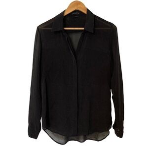Theory Silk Chiffon Button Down Blouse